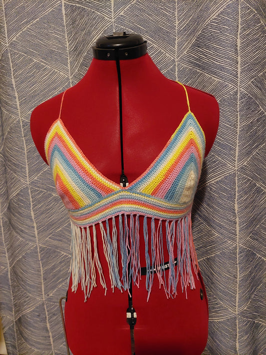 Crocheted Rainbow Boho Tank Top