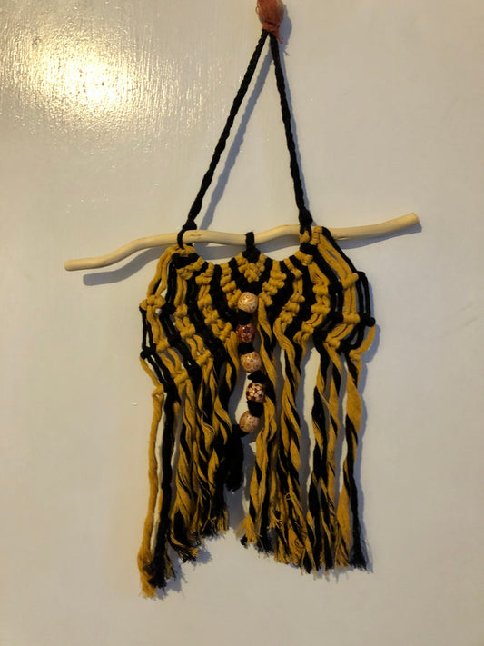 Black and Yellow Macrame Wall Decor