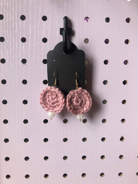 Crocheted Pink Earrings