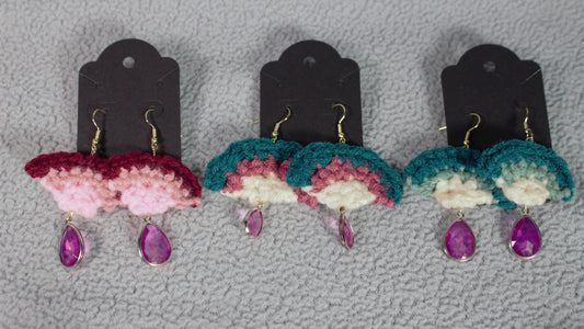 Rainbow Teardrop Crocheted Earrings