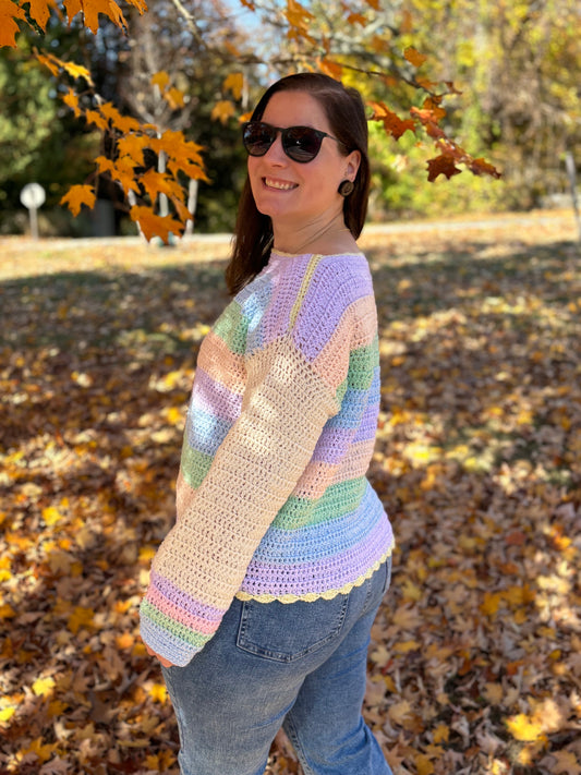 Multi-colored crocheted sweater