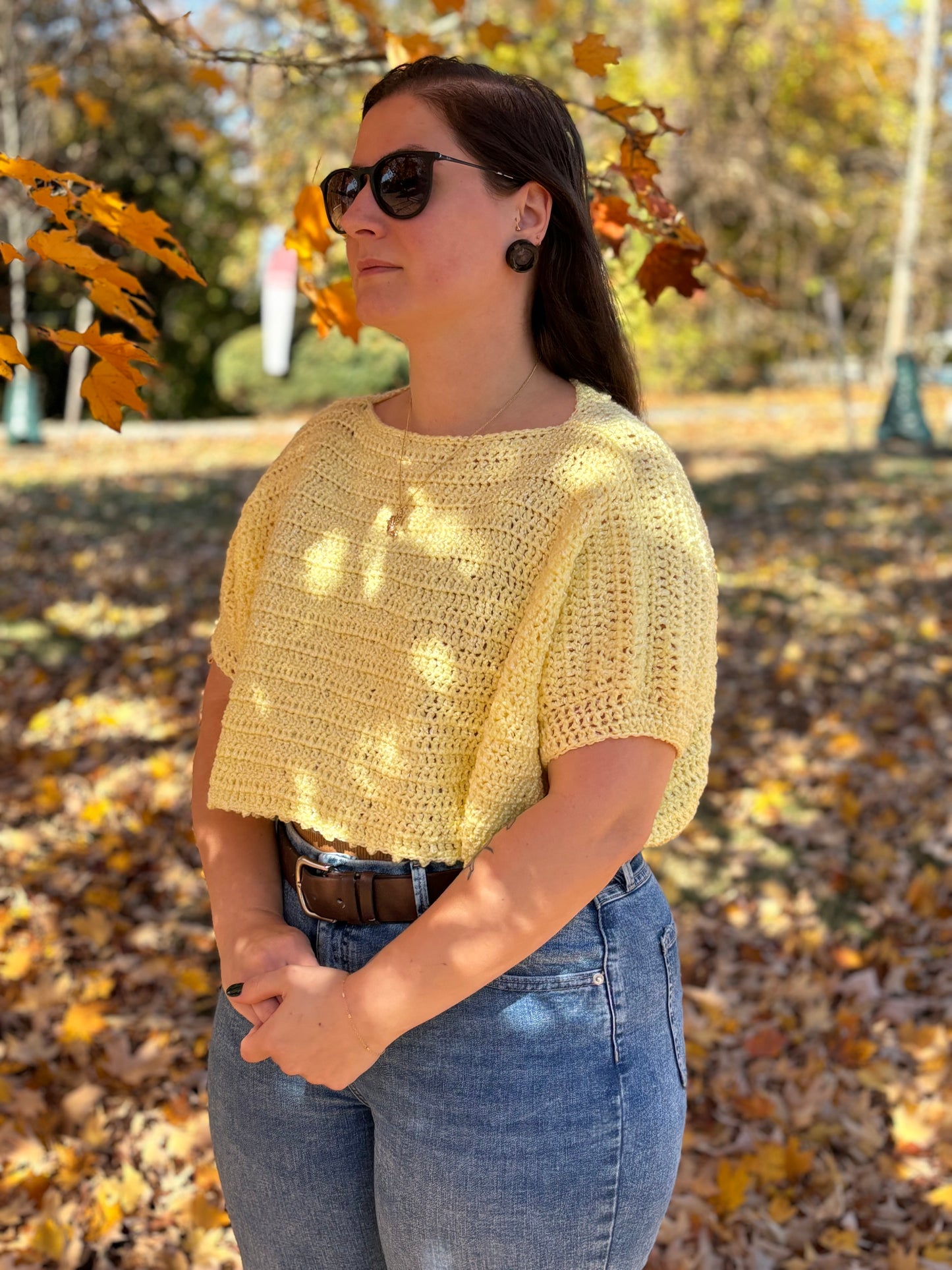 Yellow Crocheted Crop Top