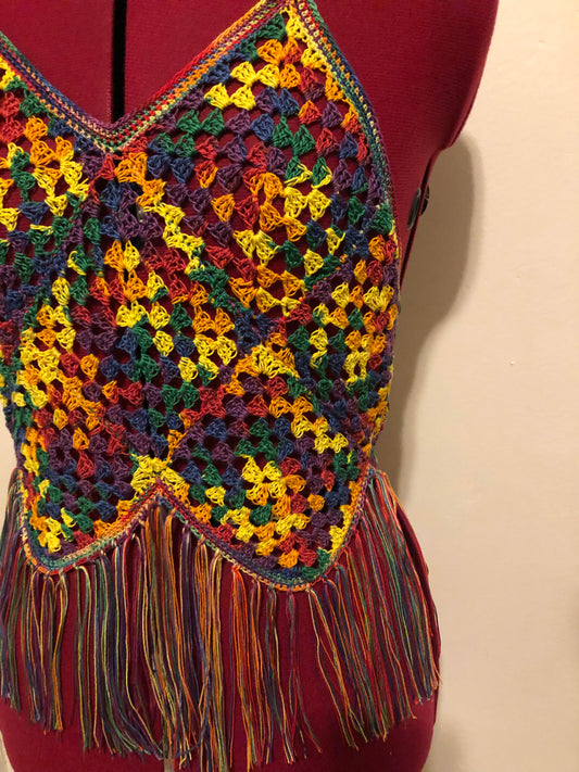 Crocheted Rainbow Tank Top