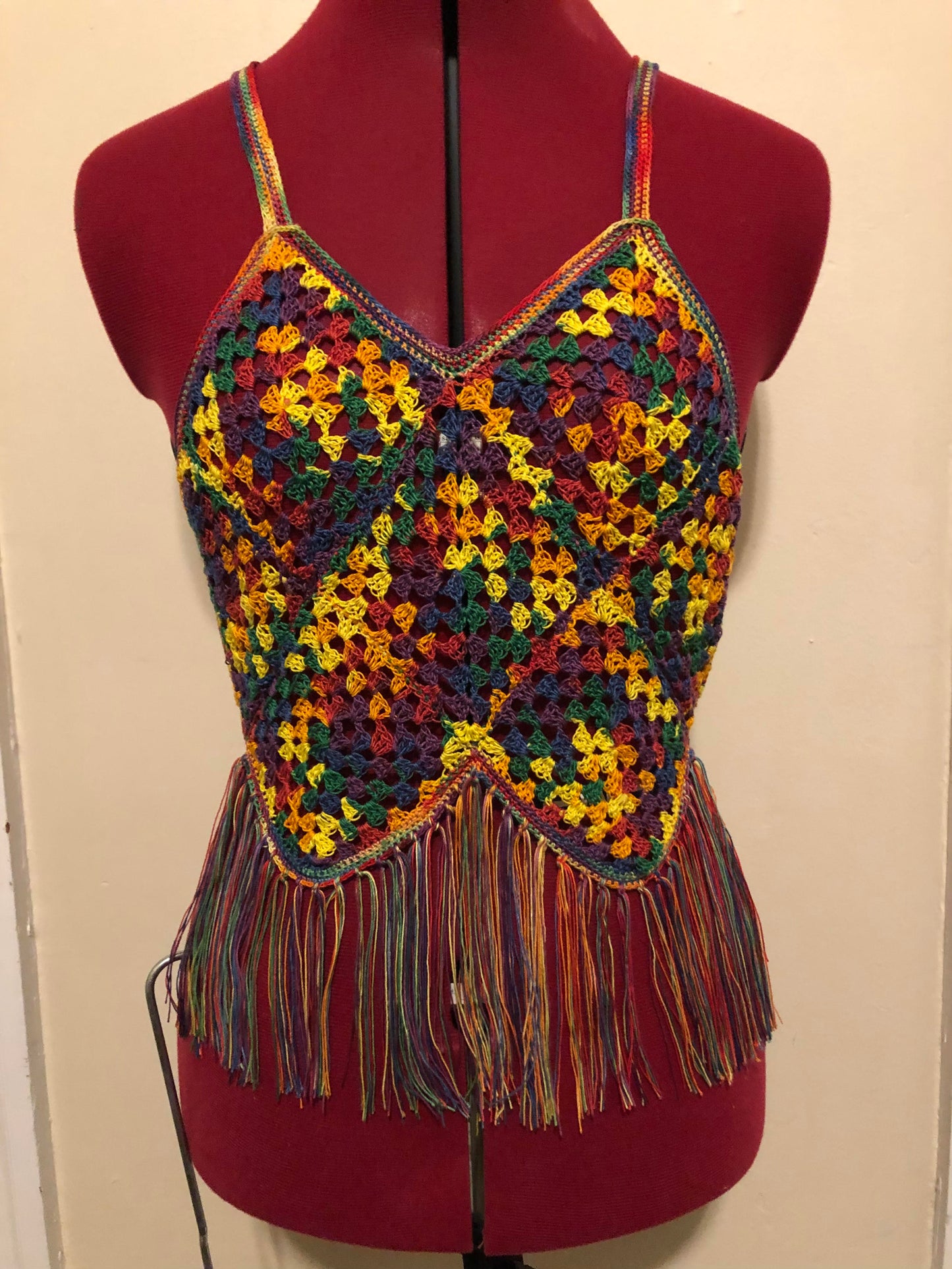 Crocheted Rainbow Tank Top